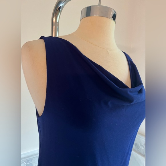 Eileen Fisher Sleeveless Cowl Neck A-Line Jersey Navy Dress Sz S - Picture 5 of 9